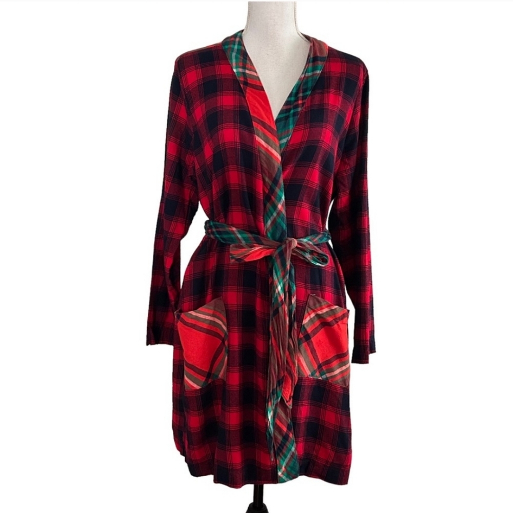 Aerie Flannel Plaid Soft Robe Medium